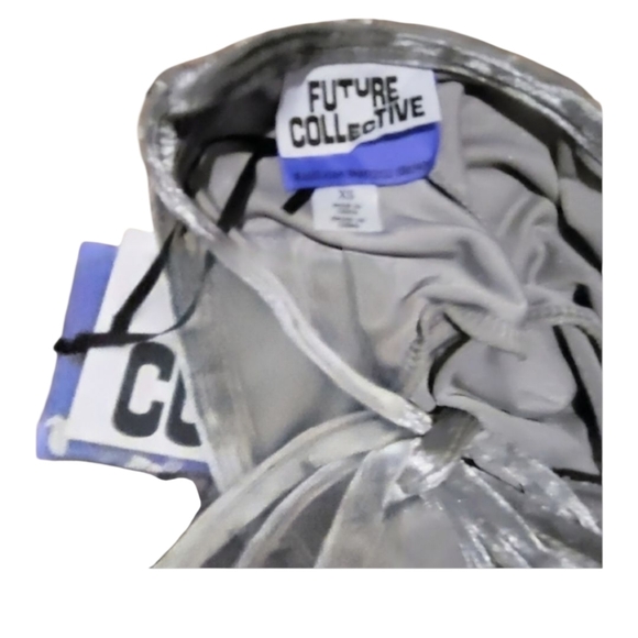 FUTURE COLLECTIVE Velvet Ruched Ling Sleeve Open Back A Line Dress Size XS - Picture 3 of 3